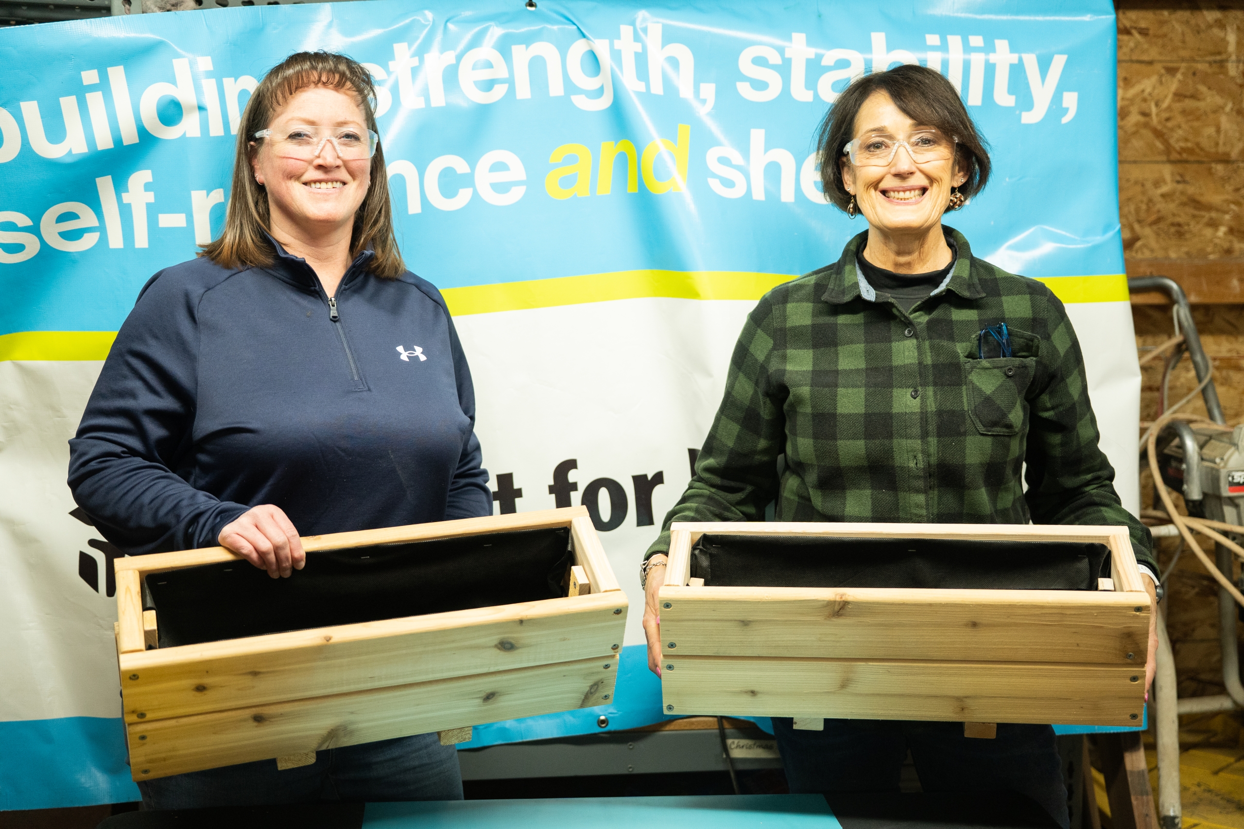Kiera and Deb with Planter Box